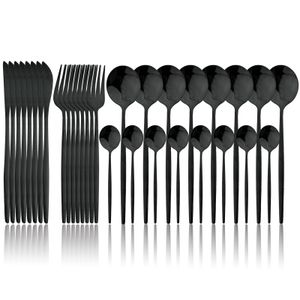 Setwares sets 1632 stcs fel licht zwart servies set mes vork lepel zilverwerk roestvrijstalen bestek keuken flatware cadeau 230302