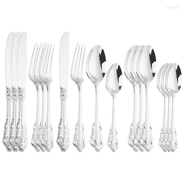 Ensembles de vaisselle 16 pièces or ensemble de vaisselle en acier inoxydable cuisine couverts cuillère fourchette couteau complet maison couverts dîner