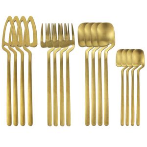 Ensembles de vaisselle 16 pièces/ensemble ensemble de couverts en or mat 304 en acier inoxydable couteau doré fourchette cuillère dîner couverts de cuisine vaisselle