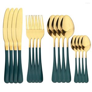 Setwares sets 16pcs servies set roestvrijstalen dinermessen vorken koffie lepels bestek western flatware bruiloft zilverwerk