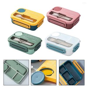 Ensembles de vaisselle 1PC Box Box Bento Containurs Portable avec des baguettes à fourche à fourgon micro-ondes 23 8.2 16,3 cm Pièces de cuisine