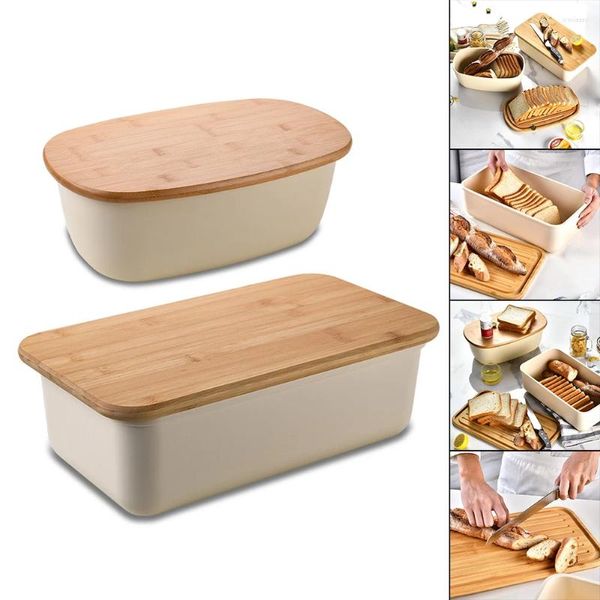 Juegos de vajillas 1 PC Lunch Box Bento con Wood Cutting Board Container Portable Sandwich Pan 37 22 15/39.6 22.5 13.5cm Herramientas de cocina