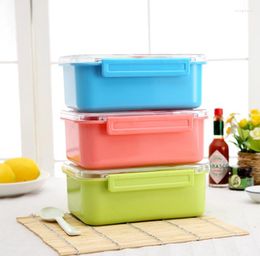 Ensembles de vaisselle 1PC Portable conteneur de couleur pure Bento boîtes à déjeuner enfants fruits collation micro-ondes boîte à déjeuner OK 0340