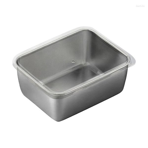 Juegos de vajilla 1 pieza Recipientes portátiles para refrigerios Caja de almuerzo de diseño a prueba de fugas de acero inoxidable Recipiente aislado reutilizable con tapa transparente