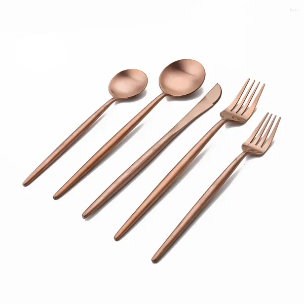 Juegos de vajilla de 1 conjunto Rose Matte Matte Cena de acero inoxidable Cena de cuchillo Hone Spoon Cocina de cubiertas de cubiertas de cubiertos