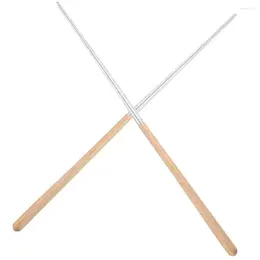 Ensembles de vaisselle 2 paires de baguettes à frire en acier inoxydable Wok japonais longues nouilles en bois réutilisable cuisson dîner Pot chinois