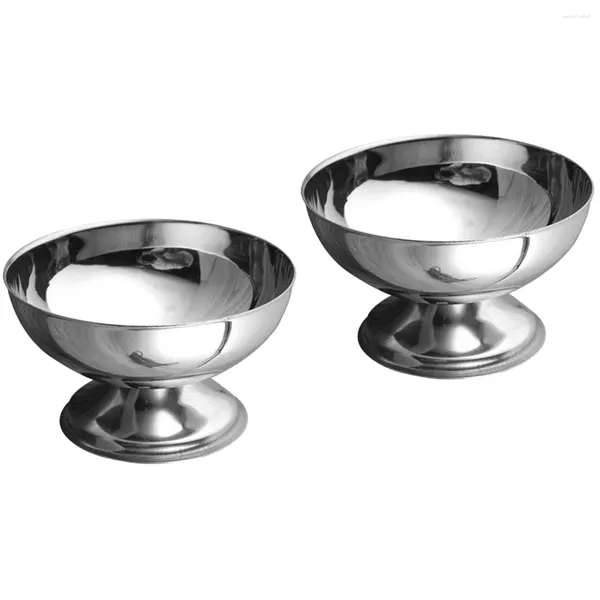 Ensembles de vaisselle 2 pièces en métal en acier inoxydable tasse à dessert bureau mini terrarium bol de cuisson fruits