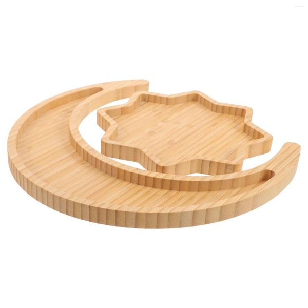 Ensembles de vaisselle 2 pcs Pan Pan Play Plateau usérisant Fruit Moon Platter Gâteau Bamboo Enfant