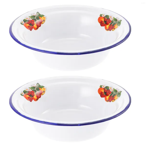 Ensembles de vaisselle 2 pièces bol de stockage de vaisselle émail cuisine récipient à pâtes petit déjeuner émaillé Gadget assiette à soupe bols à mélanger en céramique