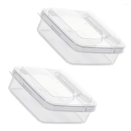 Conjuntos de vajilla 2 PCS Bandeja para servir frutas secas Caja de almacenamiento transparente Cajas Cajas de queso Soportes de rebanadas para el hogar Plato de ensalada Platos de mantequilla