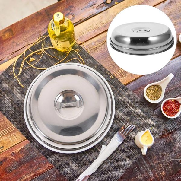 Ensembles de vaisselle 2 pièces couvercle de gril couverts de cuisine fourniture plaque métallique robuste hotte à steak en acier inoxydable pour El