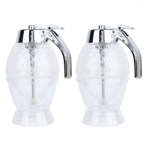 Conjuntos de vajilla 2 PCS Dispensador de miel Suministros de cocina Contenedor Accesorio Vidrio Jugo Jar Plástico Bebida Jarabe Pot Azúcar