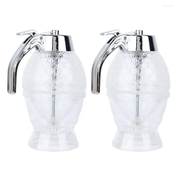 Ensembles de vaisselle 2 pièces distributeur de miel pot de sirop louche pot jus en plastique bouteille à presser cuisine conteneur Gadget fournitures