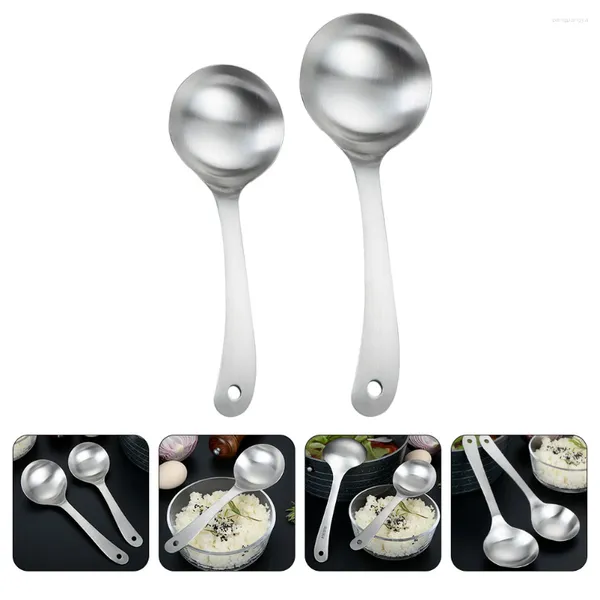 Ensembles de vaisselle 2 pièces cuillères en métal ustensiles de cuisine de riz en acier inoxydable servant le banquet de buffet occidental