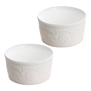 Ensembles de vaisselle 2 pcs mini casseroles de boulangerie Souffle Bowl Kitched Oeuf à vapeur Moule de dessert d'oeuf Salade de chaleur blanche ACCESSOIRE ACCESSIONNANT