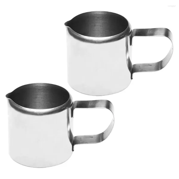 Conjuntos de vajillas 2 PCS Mini jarra de leche Pequeña olla Ensalada Aderezo Dispensador de salsa Herramienta de fabricación de café Suministros de espresso de acero inoxidable