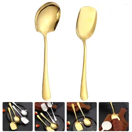 Diny Sets 2 PCS Mini Spoon Male roestvrijstalen rijst lepels metaal Serveer herbruikbare dinerset