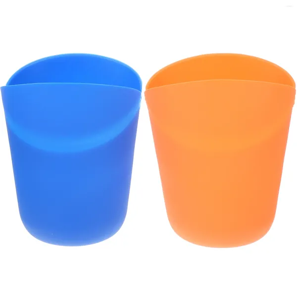 Ensembles de vaisselle 2 pièces seau à pop-corn seaux pliables conteneur de fête boîtes à frites Snack servant du gel de silice bol de soirée cinéma