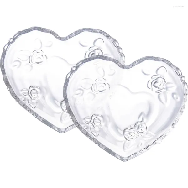 Ensembles de vaisselle 2 pièces plateau à anneaux bol en forme de coeur verre fruits en relief multi-fonction assiette de service plat Dessert ornement de bureau