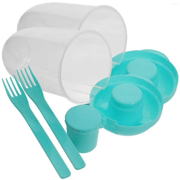 Conjuntos de vajilla 2 PCS Taza de ensalada Contenedores de frutas Tapas Aderezo Go Tazas portátiles Coctelera al aire libre Leche PP Fitness Reutilizable