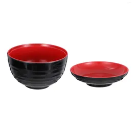 Ensembles de vaisselle 2 pièces bols à soupe couverture de style japonais petite imitation porcelaine assaisonnement nouilles tirées à la main Miso Ramen
