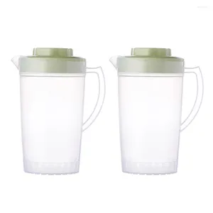 Ensembles de vaisselle 2 pièces poignée d'eau théière froide bouteilles en verre transparent bouchons pichets servant bouilloire couvercle en plastique