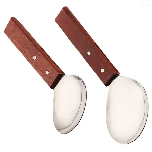 Ensembles de vaisselle 2 pièces manche en bois cuillère à riz pagaies cuiseur à sushi fourniture antidérapante épaissie ménage Scooper métal