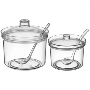 Din sets sets 2 kruidendoos kip essentie kan suiker pot peper tank chili acryl bowl flesjes flessen keukenbenodigdheden