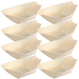 Ensembles de vaisselle 200pcs plateaux de service de sushi jetables assiettes de bateau en bois plats à dessert