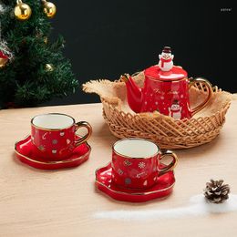 Ensembles de vaisselle, décorations de noël, service à thé en céramique, cadeau à main, décoration de la maison, fleur de noël, père noël, élan, 2024