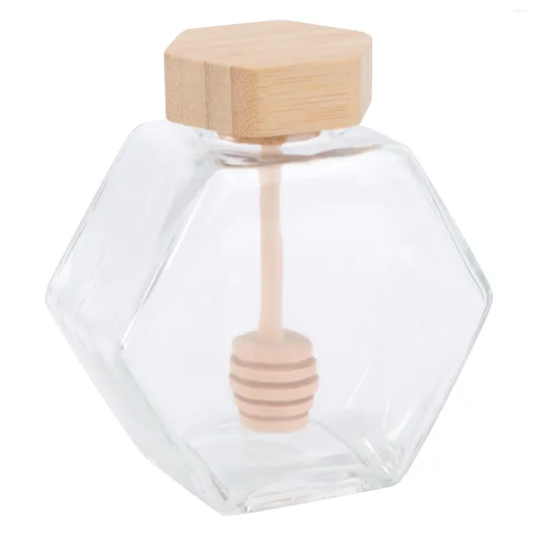 Set di stoviglie da 220 ml Vitroleros Para Mini barattoli di miele Pentola Dipper Piccolo vetro trasparente bambù