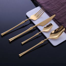 Juegos de vajilla Juego de vajilla de acero inoxidable de 24 piezas, juego de vajilla, cuchillo, cuchara y tenedor, vajilla de comida coreana, accesorios de cocina dorados 230331