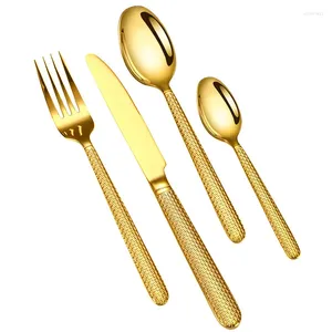 Dinware sets 24 stks mode zilveren goud bestek set 18/10 roestvrijstalen creativiteit cadeau flatware 304 drop