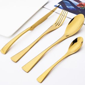 Dijkartikelen sets 24 stks gouden servies set 304 roestvrijstalen keuken westers bestek zilverwerk mes vork lepel flatware