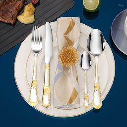 Dinware sets 24 stks kubac Partical Gold Golde roestvrijstalen set dinermessenvork met bestek druppel