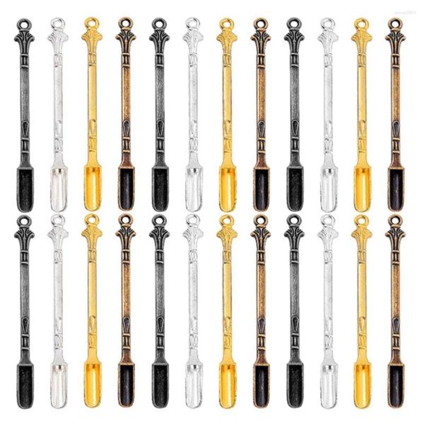 Ensembles de vaisselle 24 pièces Mini pelle cuillère à priser trou suspendu pour remplir des flacons avec un collier de sels