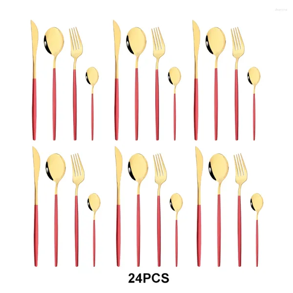 Conjuntos de vajilla 24 unids Espejo Pulido de alta calidad Cubiertos de acero inoxidable Cucharas Cuchillo Tenedor Restaurante Cena Cocina