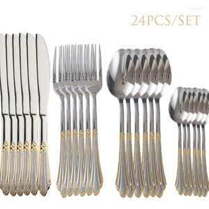 Ensembles de vaisselle 24 pièces/ensemble ensemble de couverts de luxe couverts dîner couteau fourchette cuillère vaisselle à manger Restaurant occidental