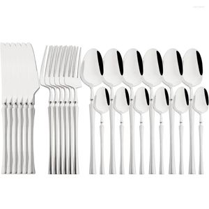 Dijkartikelen sets 24 -st ringless staal bestek set luxe servies voorgerei vintage kwaliteit dinermesvork lepel western flatware