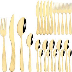 Ensembles de vaisselle 24 pièces ensemble de vaisselle en acier inoxydable couteau fourchette cuillère Western couverts couverts de mariage