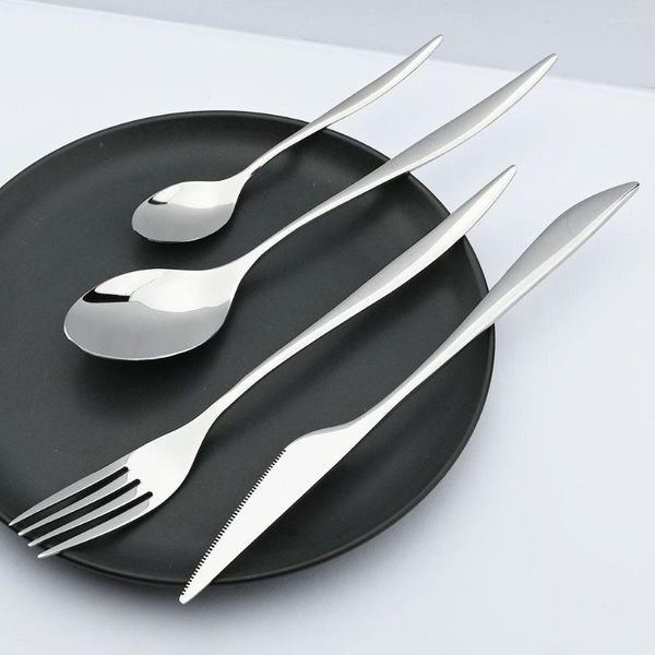 Ensembles de vaisselle 24 pièces ensemble de vaisselle en acier inoxydable argent couteau fourchette cuillère couverts cuisine El mariage maison argenterie
