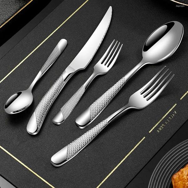 Ensembles de vaisselle 24x Silver Luxury Fork Spoon Knife Set Premium en acier inoxydable pour un dîner haut de gamme