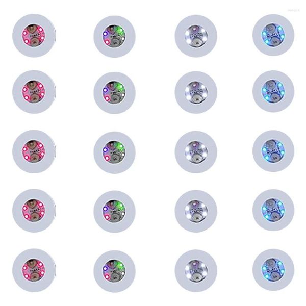 Ensembles de vaisselle 25 pcs LED rond flash tasse tapis autocollant lumières pour vin liqueur bouteille boissons bar de fête