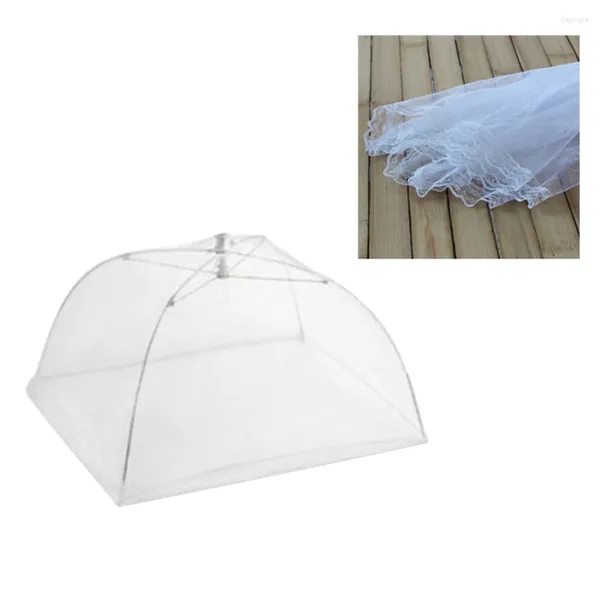 Ensembles de vaisselle 2pcs 16 pouces couvertures de maille blanche pliables pour les écrans de protection en plein air tissu patio anti-insectes pique-niques de camping en plein air