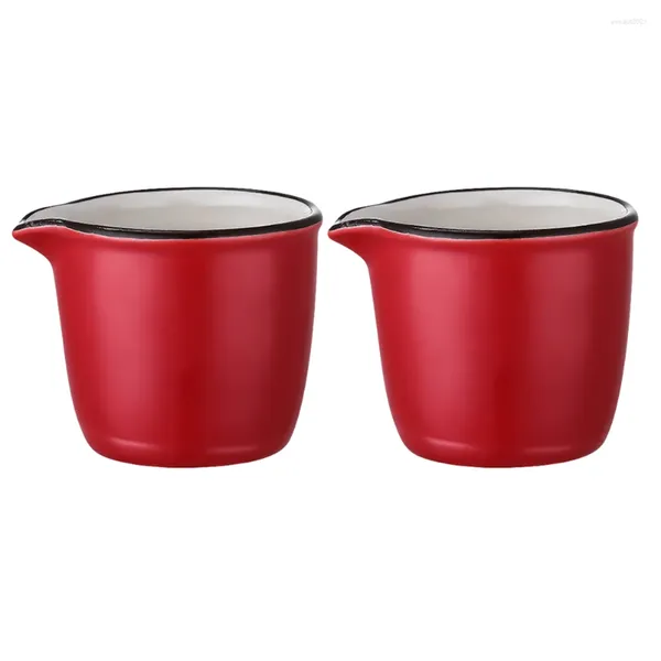 Ensembles de vaisselle 2 pièces en céramique crémier pichet en porcelaine versant une tasse à café sauce servant 40 ml (rouge)