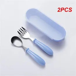 Ensembles de vaisselle 2pcs Feeding Cutlery Cartoon Match inodore inodore Easy Nettle Now-Slip Lovely Baby Accessories Spoon Fork