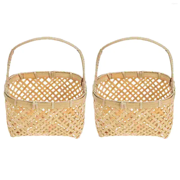 Ensembles de vaisselle 2 pièces panier de fleurs avec poignée paniers de fille tissés à la main cueillette de Fruits oeufs bonbons décoration de jardin (