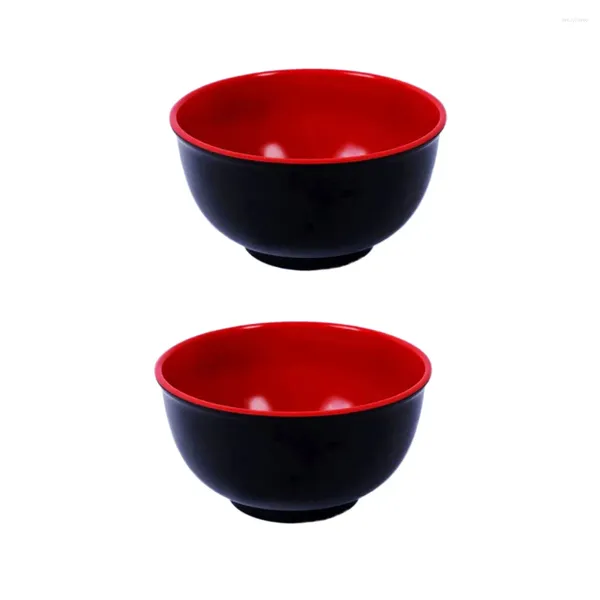 Ensembles de vaisselle 2 pièces bol noir et rouge en mélamine imitation porcelaine bols à soupe de riz vaisselle pour restaurant maison (45 pouces)