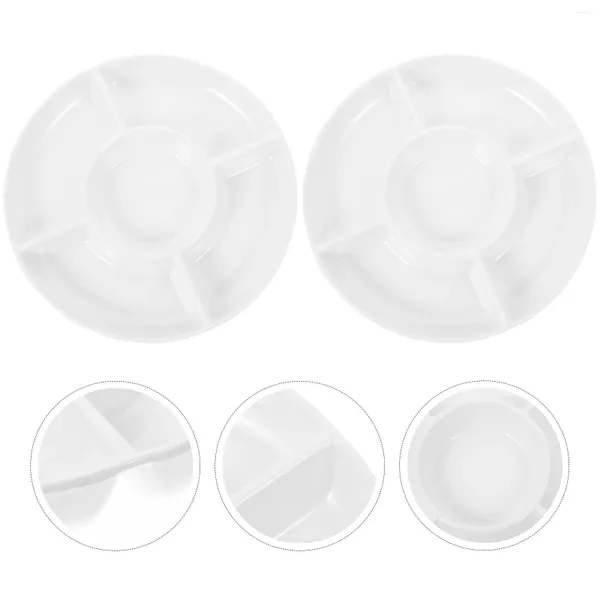 Ensembles de vaisselle 2 pièces mélamine conception à cinq grilles plats de service divisés bols à plateaux pour chips et trempettes fruits légumes bonbons