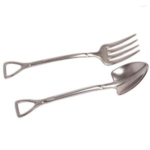 Dijkartikelen sets 2 stks/ set schop schep vork roestvrijstalen metalen servies bestek voor fruitkeukengereedschap bento doos accessoires